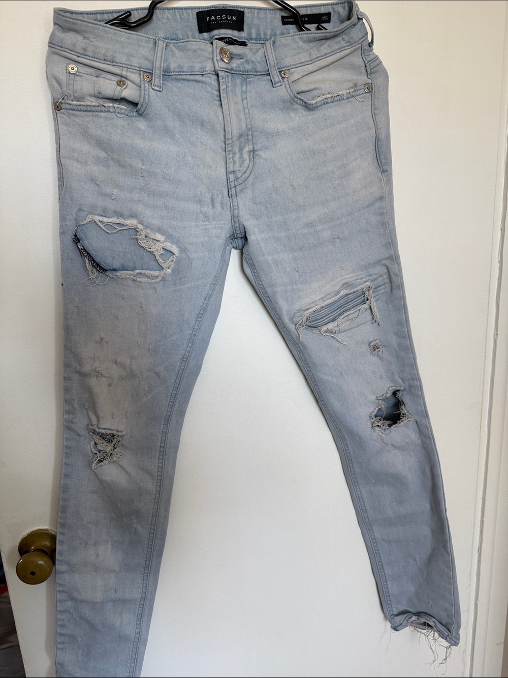 PacSun Men’s Light Blue Distressed Skinny Jeans